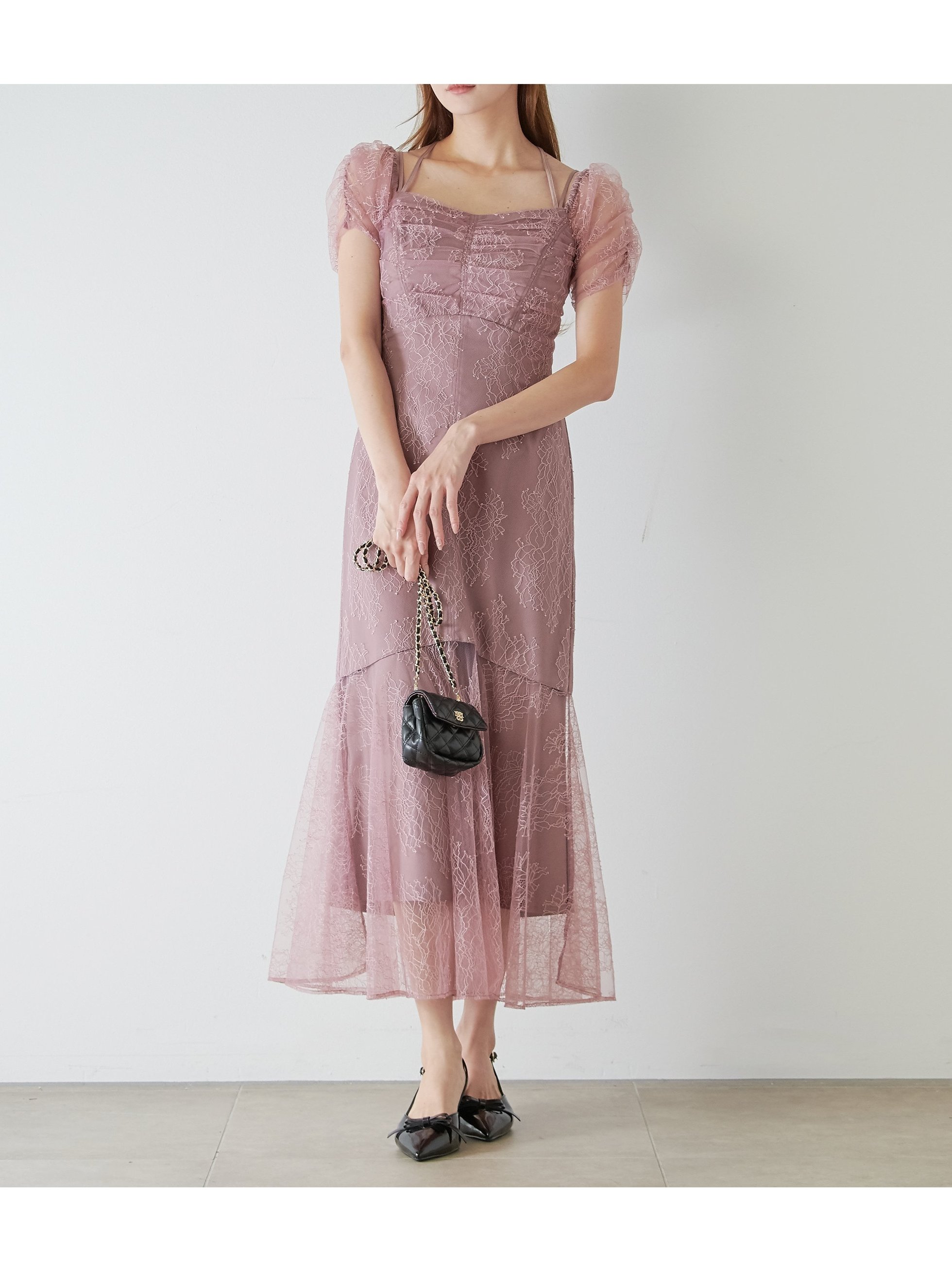 【スナイデル/SNIDEL】のギャザードレープレースドレス インテリア・キッズ・メンズ・レディースファッション・服の通販 founy(ファニー) 　ファッション　Fashion　レディースファッション　Fashion for Women　ワンピース　Dresses　フォーマル・パーティードレス・結婚式用ドレス　Elegant & Casual Dresses　エレガント 上品　Elegant　スマート　Smart, Elegant　ドレス　Dress, One-Piece　フィット　Fit, Slim Fit　フォーマル　Formal, Dressy　フレア　Flare, Flared　レース　Lace, Lace Fabric　ローズ　Rose, Rose Motif　おすすめ　Recommended / Our Picks　ROSE[064]|ID: prp329100004800938 ipo3291000000034871116