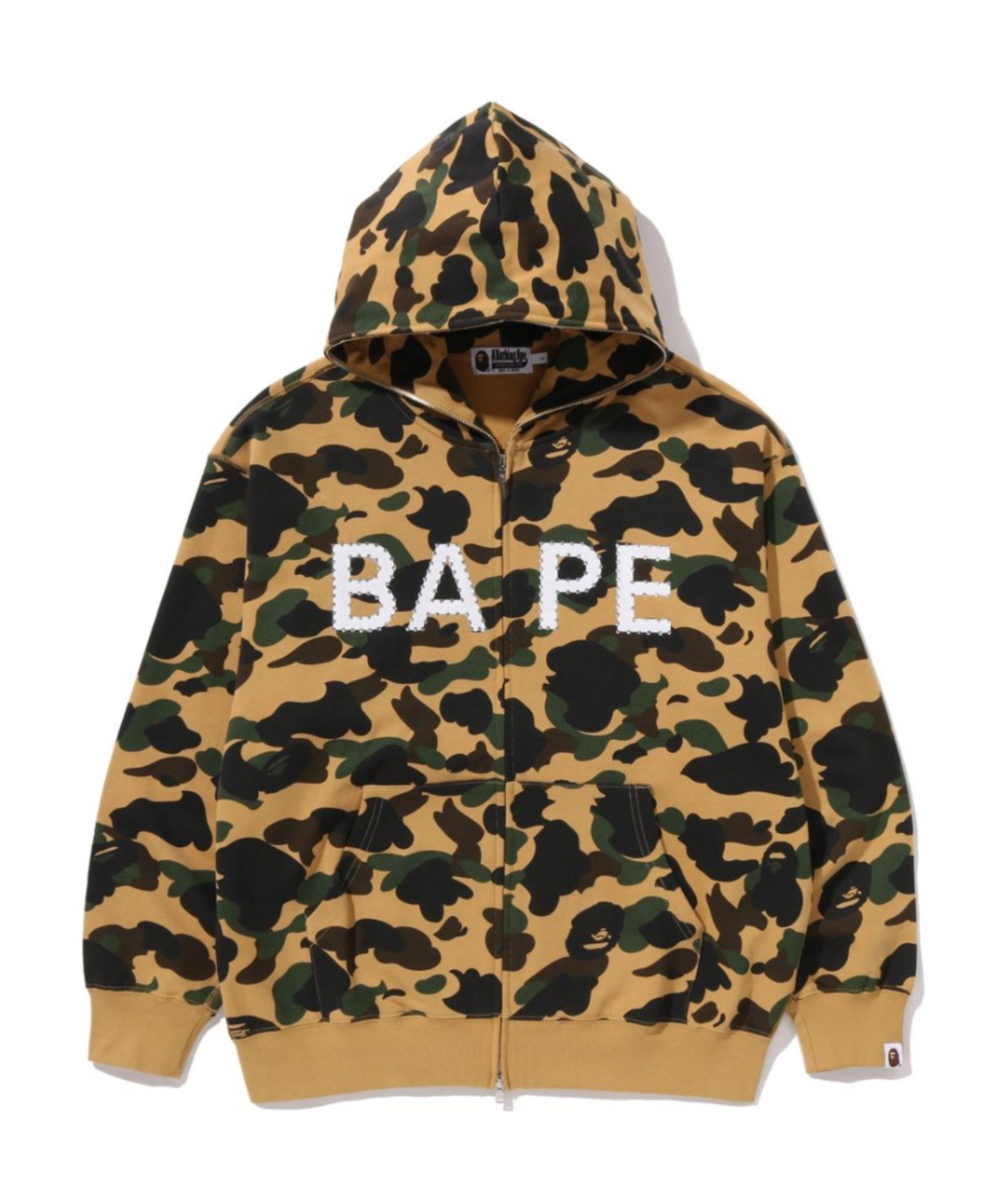 【ア ベイシング エイプ/A BATHING APE】の1ST CAMO BAPE LOGO RHINESTONE RELAXED FIT FULL ZIP HOODIE インテリア・キッズ・メンズ・レディースファッション・服の通販 founy(ファニー) 　ファッション　Fashion　レディースファッション　Fashion for Women　ストーン　Stone, Gem-Like　フロント　Front, Front Design　プリント　Print, Printed Pattern　YELLOW|ID: prp329100004800939 ipo3291000000035217954
