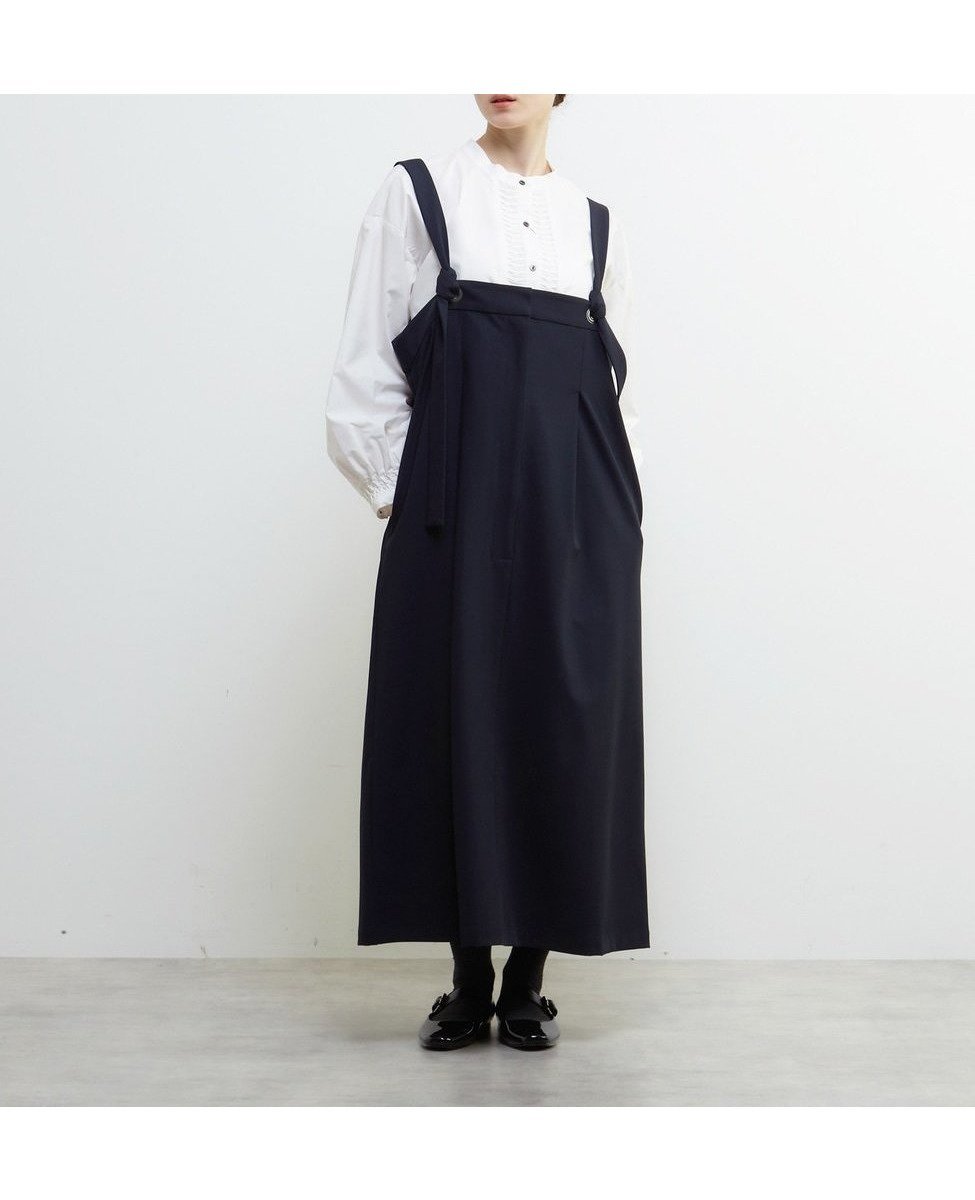 【メルローズ クレール/MELROSE claire】の【LOURMARIN】サロペットワンピース インテリア・キッズ・メンズ・レディースファッション・服の通販 founy(ファニー) ファッション Fashion レディースファッション Fashion for Women ワンピース Dresses サロペット&オールインワン Dungarees & Jumpsuit Styles ストレッチ Stretch, Stretchy Fabric セットアップ Set-Up, Coordinated Outfit リボン Ribbon, Bow ネイビー|ID: prp329100004800943 ipo3291000000034832553