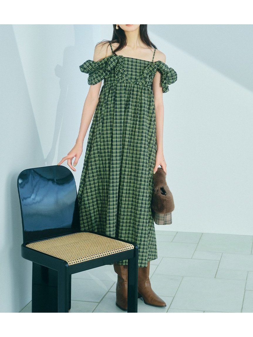 【リリーブラウン/Lily Brown】のエンジェルスリーブボリュームワンピース インテリア・キッズ・メンズ・レディースファッション・服の通販 founy(ファニー) 　ファッション　Fashion　レディースファッション　Fashion for Women　ワンピース　Dresses　スマート　Smart, Elegant　スリーブ　Sleeve, Long Sleeve / Short Sleeve　バルーン　Balloon, Balloon Silhouette　旅行　Travel　CHECK[931]|ID: prp329100004800945 ipo3291000000035113136