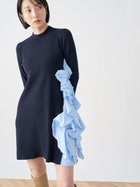 【セルフォード/CELFORD】のラッフルデザインドッキングニットワンピ 人気、トレンドファッション・服の通販 founy(ファニー) ファッション Fashion レディースファッション Fashion for Women ワンピース Dresses ニットワンピース Knit Dresses スマート Smart, Elegant タフタ Taffeta, Structured Fabric ツイスト Tweed, Tweed Fabric ドッキング Docking, Mixed Material フリル Frill, Ruffle フレア Flare, Flared エレガント 上品 Elegant 今季 This Season, Current Season thumbnail NVY[089]|ID: prp329100004800958 ipo3291000000034832665