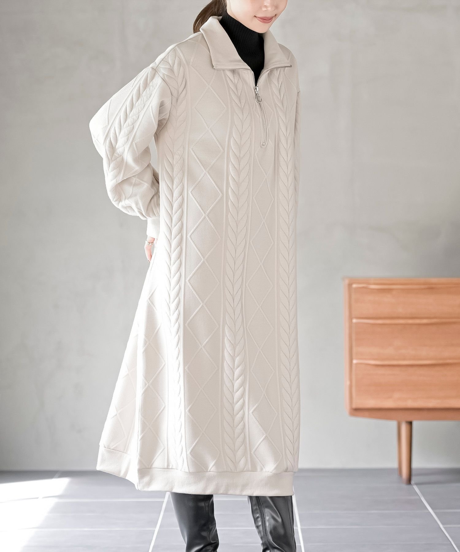 【アールピーエス/rps】のふくれジャガードハーフZIPワンピース 人気、トレンドファッション・服の通販 founy(ファニー) ファッション Fashion レディースファッション Fashion for Women ワンピース Dresses ポケット Pocket, Pocket Detail other-1|ID: prp329100004800972 ipo3291000000034832832