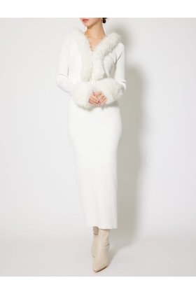 【リエンダ/rienda】のフェイクファーレディーニットワンピース 人気、トレンドファッション・服の通販 founy(ファニー) ファッション Fashion レディースファッション Fashion for Women ワンピース Dresses ニットワンピース Knit Dresses カーディガン Cardigan, Knitwear フェイクファー Faux Fur, Imitation Fur フロント Front, Front Design ミュール Mule, Backless Shoes リボン Ribbon, Bow 再入荷 Restock / Back in Stock 冬 Winter / This Winter |ID:prp329100004800975