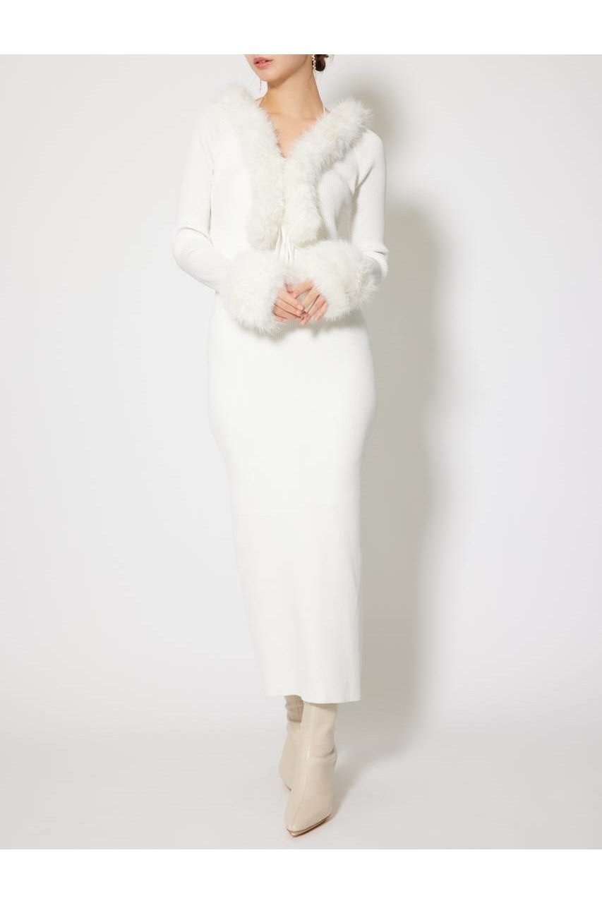 【リエンダ/rienda】のフェイクファーレディーニットワンピース 人気、トレンドファッション・服の通販 founy(ファニー) 　ファッション　Fashion　レディースファッション　Fashion for Women　ワンピース　Dresses　ニットワンピース　Knit Dresses　カーディガン　Cardigan, Knitwear　フェイクファー　Faux Fur, Imitation Fur　フロント　Front, Front Design　ミュール　Mule, Backless Shoes　リボン　Ribbon, Bow　再入荷　Restock / Back in Stock　冬　Winter / This Winter　 other-1|ID: prp329100004800975 ipo3291000000035236815