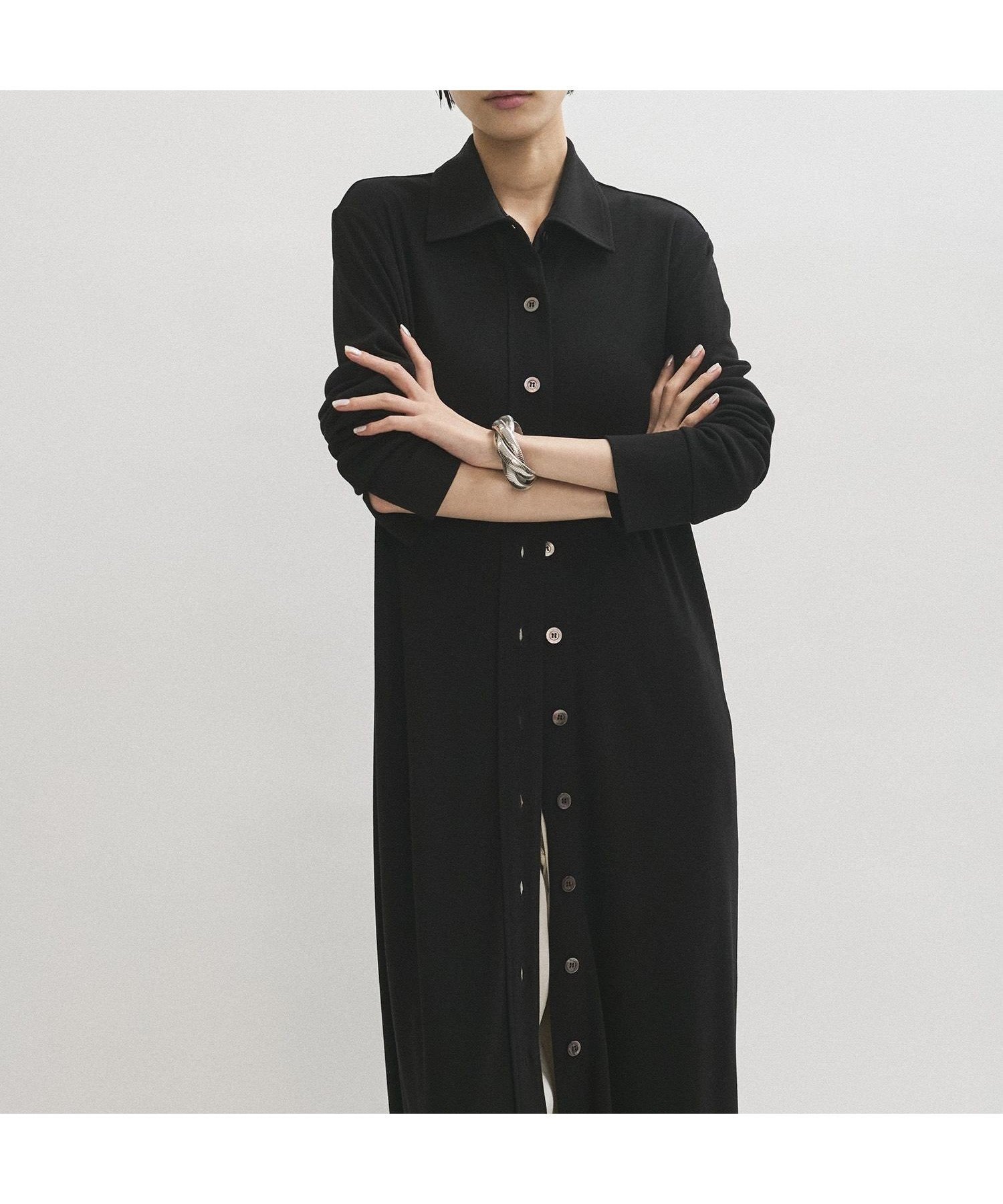 【アダム エ ロペ/ADAM ET ROPE'】のポロシャツライクカットソーワンピース インテリア・キッズ・メンズ・レディースファッション・服の通販 founy(ファニー) 　ファッション　Fashion　レディースファッション　Fashion for Women　ワンピース　Dresses　春　Spring　カットソー　Cut and Sewn Top　カーディガン　Cardigan, Knitwear　デニム　Denim, Jeans Material　トレンド　Trend, Trending Now　ボトム　Bottoms, Lower Wear　ポケット　Pocket, Pocket Detail　リラックス　Relax, Relaxed Fit　ロング　Long, Long-Length　S/S・春夏　SS, Spring/Summer, Warm Season　夏　Summer　エレガント 上品　Elegant　2025年　2025　2025春夏・S/S　Spring/Summer 2025 SS25　ブラック(01)|ID: prp329100004800992 ipo3291000000034951634