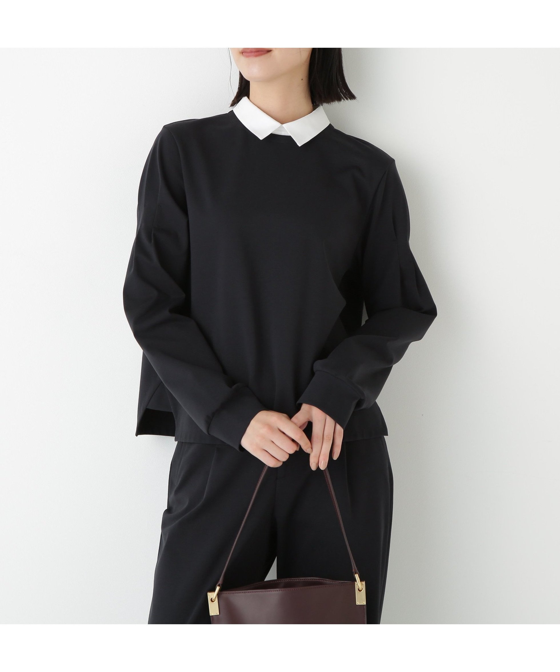 【ヒューマンウーマン/HUMAN WOMAN】のストレッチポンチシャツカラードッキングプルオーバー インテリア・キッズ・メンズ・レディースファッション・服の通販 founy(ファニー) 　ファッション　Fashion　レディースファッション　Fashion for Women　トップス・カットソー　Cut & Sew Tops　シャツ・ブラウス・オフィスカジュアル　Elegant Blouses & Button-Ups　カジュアルプルオーバー・ニットトップス　Pullovers & Knit Tops / Casual Pullovers　おすすめ　Recommended / Our Picks　カットソー　Cut and Sewn Top　スタンダード　Standard, Basic　ストレッチ　Stretch, Stretchy Fabric　セットアップ　Set-Up, Coordinated Outfit　デニム　Denim, Jeans Material　ドッキング　Docking, Mixed Material　ボーダー　Border, Stripe　ネイビー|ID: prp329100004801104 ipo3291000000035100261