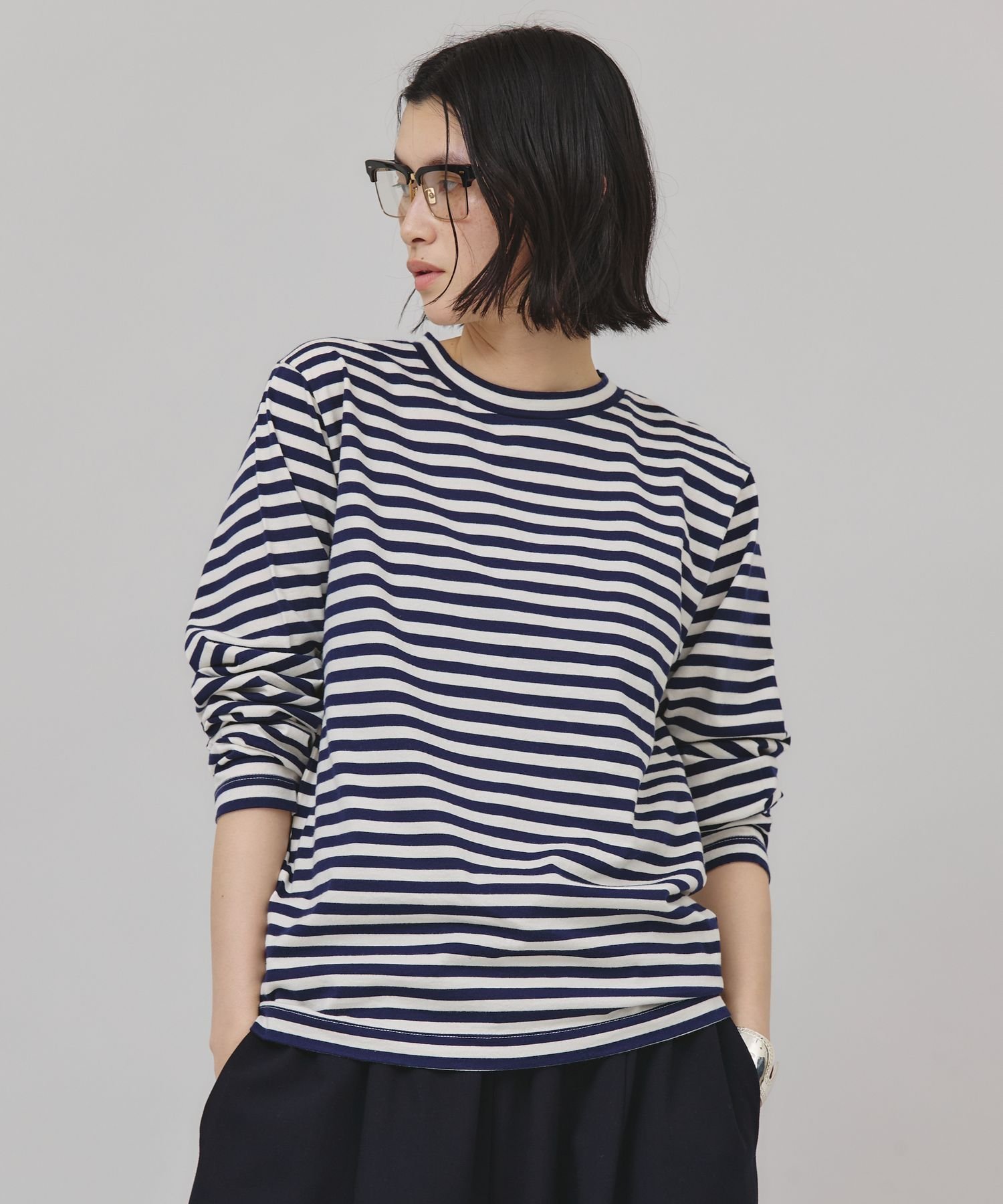 【カレンソロジー/Curensology】のRC ボーダーロングスリーブプルオーバー 人気、トレンドファッション・服の通販 founy(ファニー) ファッション Fashion レディースファッション Fashion for Women トップス・カットソー Cut & Sew Tops カジュアルプルオーバー・ニットトップス Pullovers & Knit Tops / Casual Pullovers エレガント 上品 Elegant ヴィンテージ Vintage Style キャラクター Character, Licensed Characters ストライプ Stripe, Striped Pattern スリーブ Sleeve, Long Sleeve / Short Sleeve デニム Denim, Jeans Material ミリタリー Military, Army Style ロング Long, Long-Length ワーク Workwear, Utility Style other-1|ID: prp329100004801112 ipo3291000000034833959