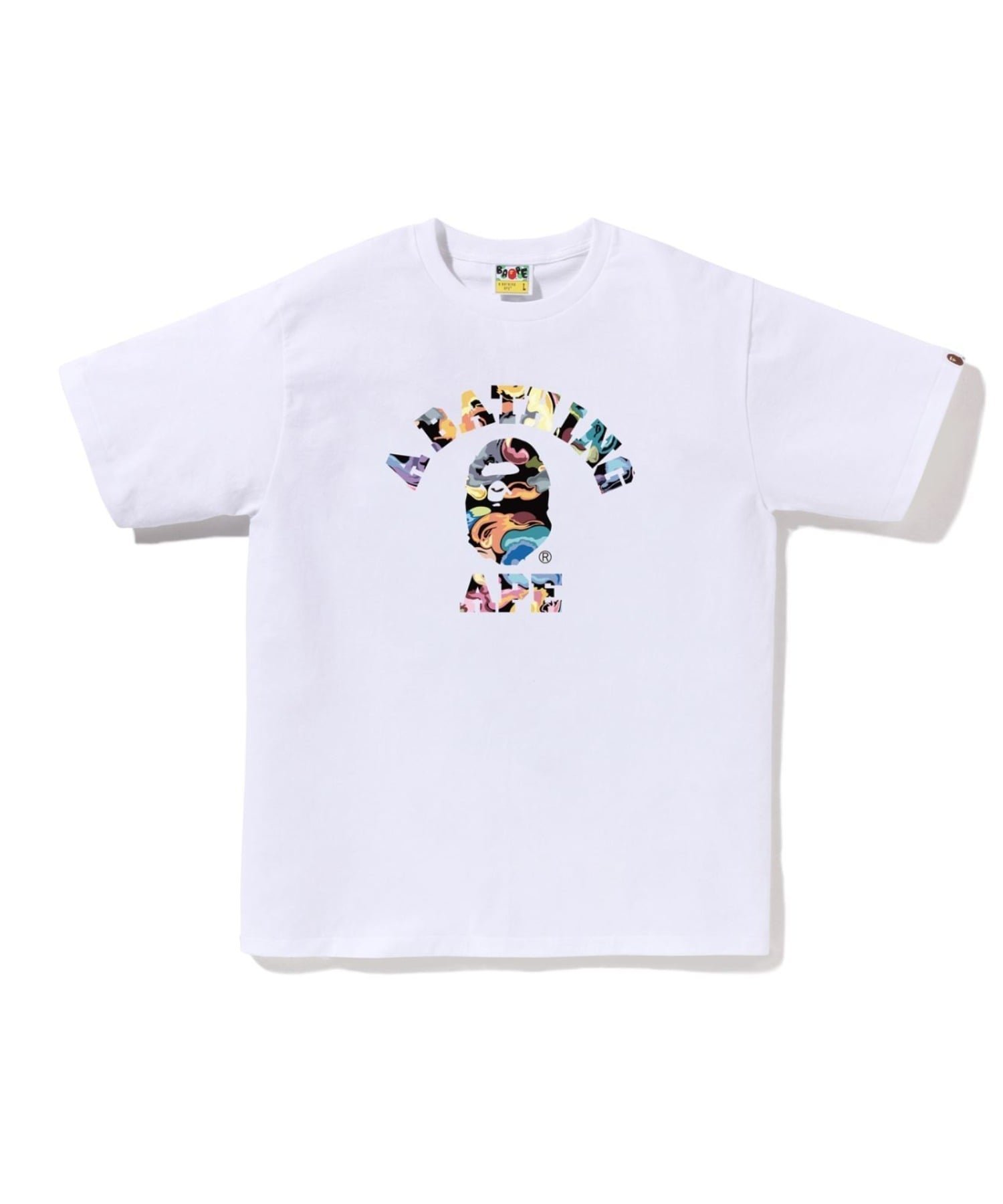 【ア ベイシング エイプ/A BATHING APE】のART CAMO COLLEGE TEE インテリア・キッズ・メンズ・レディースファッション・服の通販 founy(ファニー) 　ファッション　Fashion　レディースファッション　Fashion for Women　インナー　Innerwear　ショート　Short, Short Length　スリーブ　Sleeve, Long Sleeve / Short Sleeve　フロント　Front, Front Design　プリント　Print, Printed Pattern　ラバー　Rubber, Rubber Sole　WHITE|ID: prp329100004801285 ipo3291000000034960623