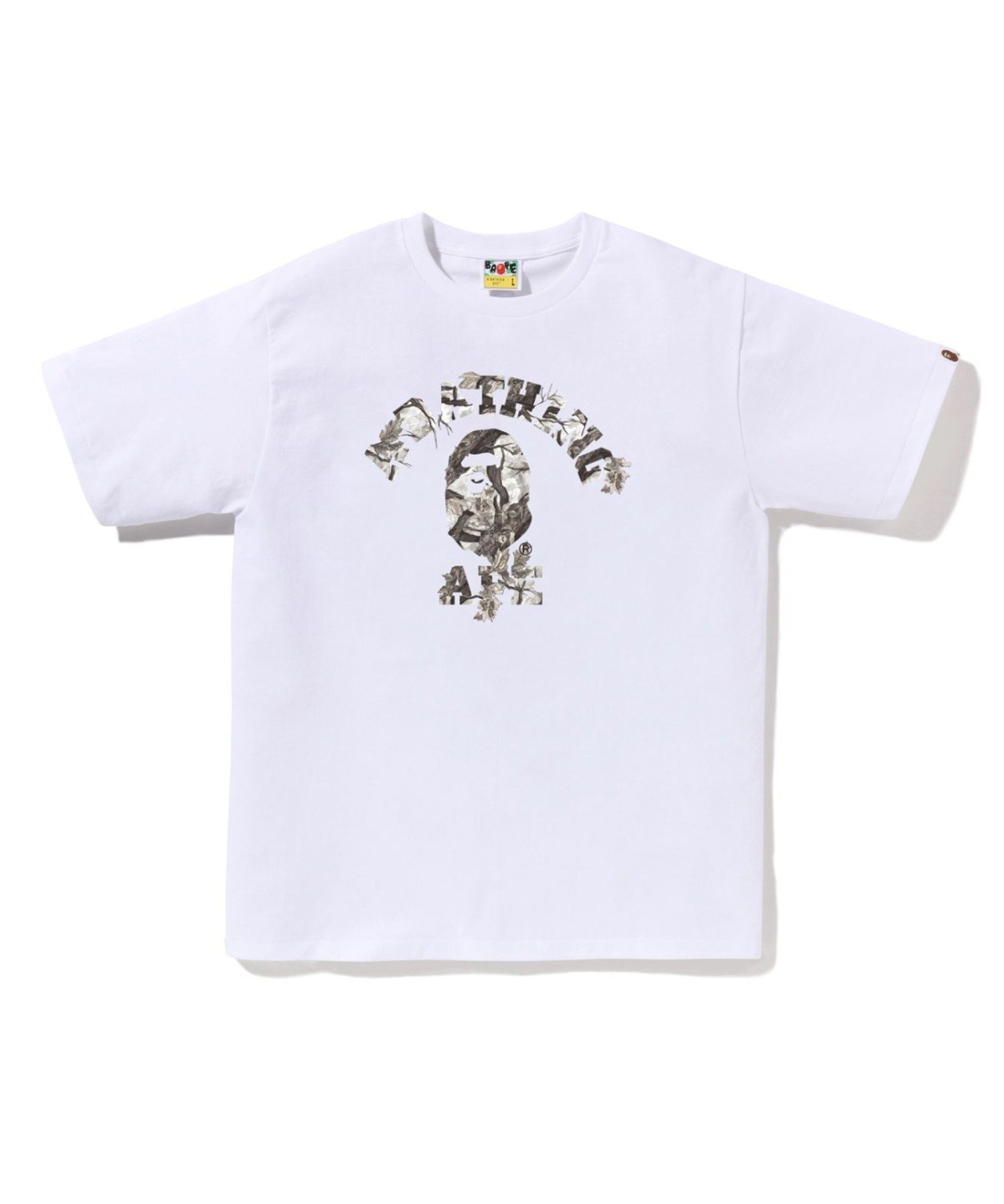 【ア ベイシング エイプ/A BATHING APE】のTREE EDGE CAMO COLLEGE TEE インテリア・キッズ・メンズ・レディースファッション・服の通販 founy(ファニー) 　ファッション　Fashion　レディースファッション　Fashion for Women　インナー　Innerwear　クラシック　Classic, Timeless Style　ショート　Short, Short Length　スリーブ　Sleeve, Long Sleeve / Short Sleeve　パターン　Pattern, Design Print　フロント　Front, Front Design　プリント　Print, Printed Pattern　モチーフ　Motif, Design Theme　ラバー　Rubber, Rubber Sole　WHITE|ID: prp329100004801330 ipo3291000000034960604