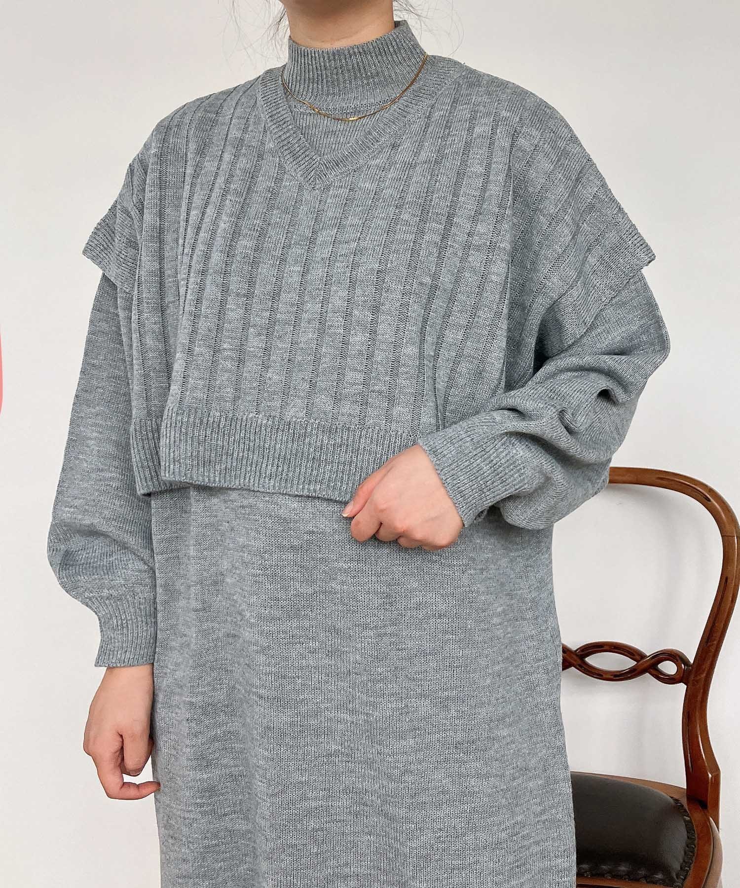 【アズノウアズ プラス/AS KNOW AS plus】の着回し便利なセットニットワンピース インテリア・キッズ・メンズ・レディースファッション・服の通販 founy(ファニー) ファッション Fashion レディースファッション Fashion for Women ワンピース Dresses ニットワンピース Knit Dresses ベーシック Basic, Essential 再入荷 Restock / Back in Stock モクGY|ID: prp329100004801558 ipo3291000000034837055