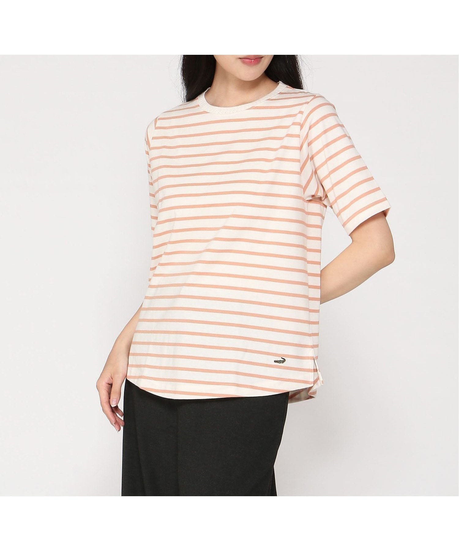 【クロコダイル/CROCODILE】のボーダー柄 5分袖 カットソー 人気、トレンドファッション・服の通販 founy(ファニー) 　ファッション　Fashion　レディースファッション　Fashion for Women　トップス・カットソー　Cut & Sew Tops　カットソー・ベーシックTシャツ　Cut-and-Sewn Tops / Stretch Tees & Basics　インナー　Innerwear　カットソー　Cut and Sewn Top　ベーシック　Basic, Essential　ボーダー　Border, Stripe　ロング　Long, Long-Length　 other-1|ID: prp329100004801643 ipo3291000000034837578