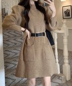 【ミニミニストア/miniministore】のベルト付きニットワンピースウエストマーク モカ|ID: prp329100004801649 ipo3291000000035000033