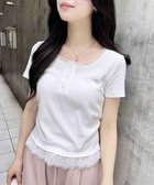 【イング/INGNI】のヘンリーレース付プレートロゴリブトップス オフホワイト|ID: prp329100004801685 ipo3291000000034837925