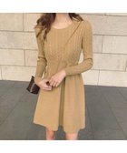 【ミニミニストア/miniministore】のケーブル編みニットミニワンピース 韓国風 キャメル|ID: prp329100004801712 ipo3291000000035040364