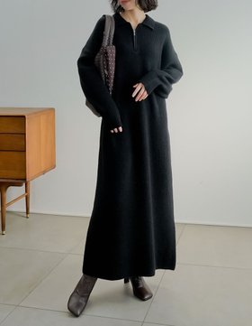 【リエディ/Re:EDIT】の片畔編み襟付きハーフジップニットワンピ 人気、トレンドファッション・服の通販 founy(ファニー) ファッション Fashion レディースファッション Fashion for Women ワンピース Dresses ニットワンピース Knit Dresses おすすめ Recommended / Our Picks インナー Innerwear カットソー Cut and Sewn Top コンパクト Compact, Small Size ショート Short, Short Length ジップ Zip, Zipper トレンド Trend, Trending Now バランス Balance, Style Balance ミドル Middle Length, Mid Height エレガント 上品 Elegant 畦 Ribbed Knit |ID:prp329100004801808