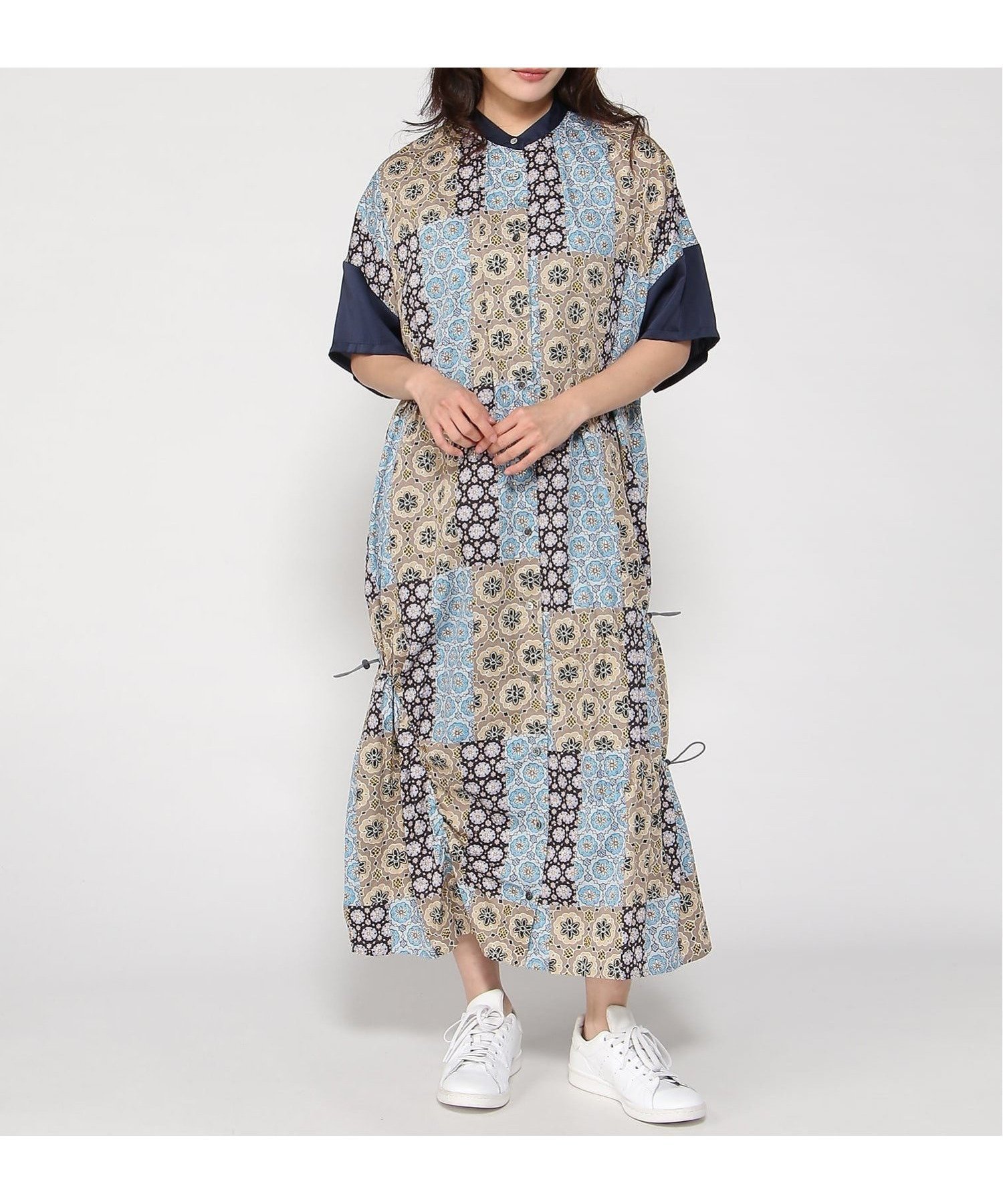 【フラボア/FRAPBOIS】のパッチクロア ワンピース インテリア・キッズ・メンズ・レディースファッション・服の通販 founy(ファニー) ファッション Fashion レディースファッション Fashion for Women ワンピース Dresses オレンジ Orange ギャザー Gathered, Ruffled コレクション Collection, Seasonal Line サテン Satin, Glossy Fabric プリント Print, Printed Pattern メンズ Men's, Menswear モチーフ Motif, Design Theme リラックス Relax, Relaxed Fit レース Lace, Lace Fabric 無地 Plain, Solid Color ブルー系その他|ID: prp329100004801813 ipo3291000000034838837