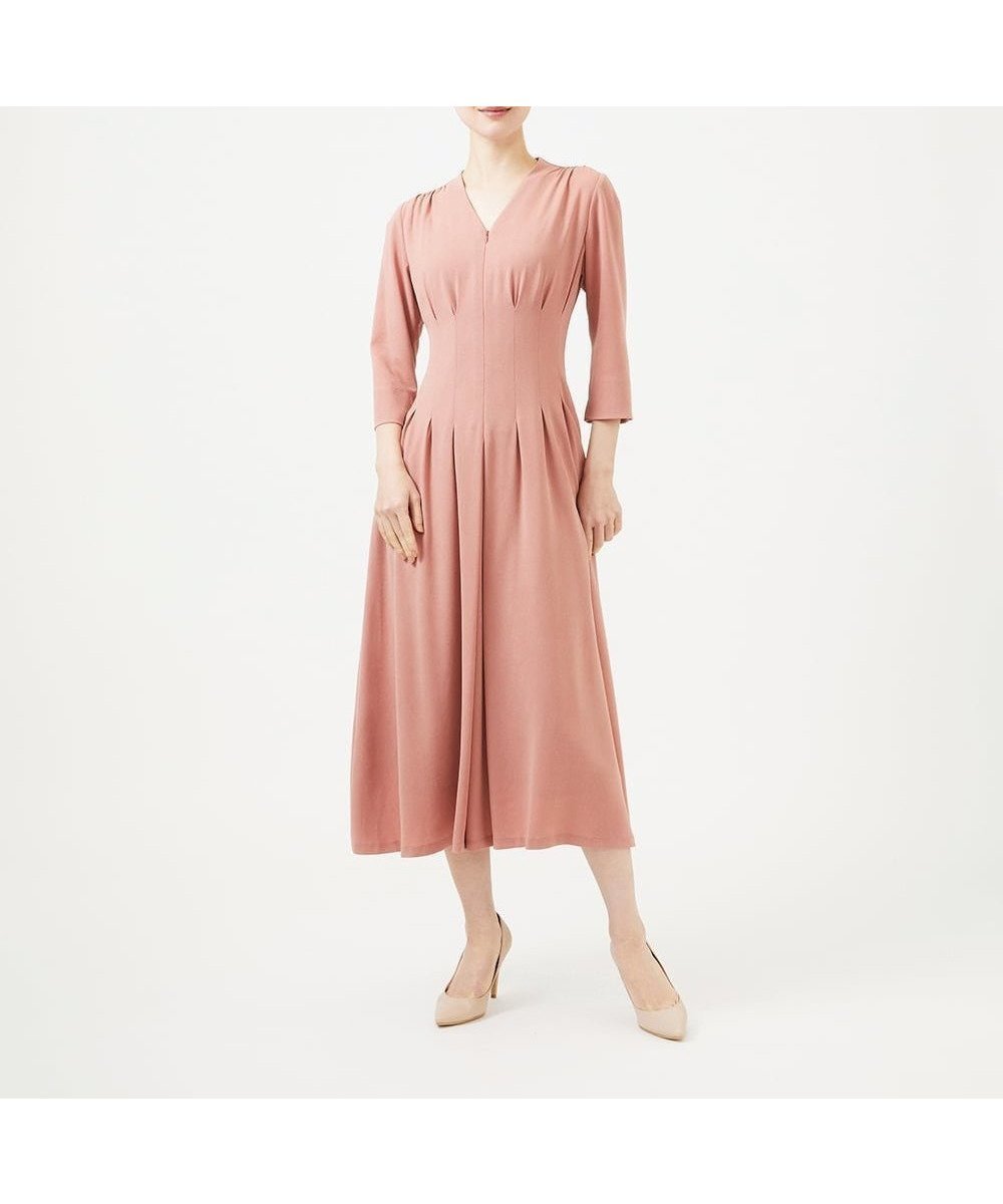 【シビラ/SYBILLA】のタッキングデザインドレス(7分袖) インテリア・キッズ・メンズ・レディースファッション・服の通販 founy(ファニー) ファッション Fashion レディースファッション Fashion for Women トップス・カットソー Cut & Sew Tops ワンピース Dresses フォーマル・パーティードレス・結婚式用ドレス Elegant & Casual Dresses アンダー Underwear Essentials エレガント 上品 Elegant 春 Spring 秋 Autumn シェイプ Shape, Slim Fit シンプル Simple, Minimal とろみ Fluid, Flowy Fabric ドレス Dress, One-Piece ドレープ Drape, Draping Fabric フィット Fit, Slim Fit フォルム Silhouette, Form フレア Flare, Flared 冬 Winter / This Winter 夏 Summer ピンク|ID: prp329100004801879 ipo3291000000034839185