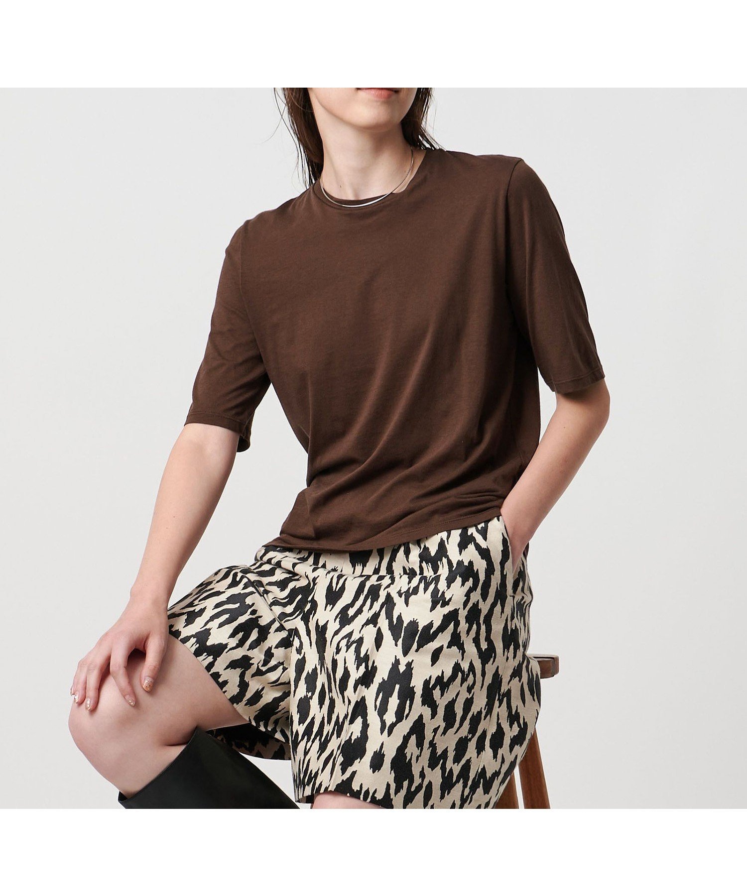 【ユナイテッドアローズ/UNITED ARROWS】のジャージー Tシャツ インテリア・キッズ・メンズ・レディースファッション・服の通販 founy(ファニー) 　ファッション　Fashion　レディースファッション　Fashion for Women　トップス・カットソー　Cut & Sew Tops　シャツ・ブラウス・オフィスカジュアル　Elegant Blouses & Button-Ups　ロングTシャツ・Tシャツ　Longline T-Shirts & Tees　インナー　Innerwear　シンプル　Simple, Minimal　バランス　Balance, Style Balance　羽織　Haori, Light Jacket　アウトレット　Outlet / Clearance　DK.BROWN|ID: prp329100004801887 ipo3291000000034839240