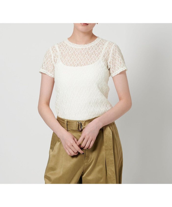 【ユナイテッドアローズ/UNITED ARROWS】のフラワーレース ショートスリーブ プルオーバー インテリア・キッズ・メンズ・レディースファッション・服の通販 founy(ファニー) https://founy.com/ ファッション Fashion レディースファッション Fashion for Women トップス・カットソー Cut & Sew Tops カジュアルプルオーバー・ニットトップス Pullovers & Knit Tops / Casual Pullovers キャミソール Camisole, Spaghetti Strap Top コンパクト Compact, Small Size サロペット Overalls, Salopette シアー Sheer, See-Through ショート Short, Short Length シンプル Simple, Minimal スリーブ Sleeve, Long Sleeve / Short Sleeve フラワー Flower, Floral ベスト Vest, Waistcoat ボトム Bottoms, Lower Wear 半袖 Short Sleeve, Half Sleeve レース Lace, Lace Fabric ワイド Wide, Wide Fit アウトレット Outlet / Clearance |ID: prp329100004801891 ipo3291000000034839262