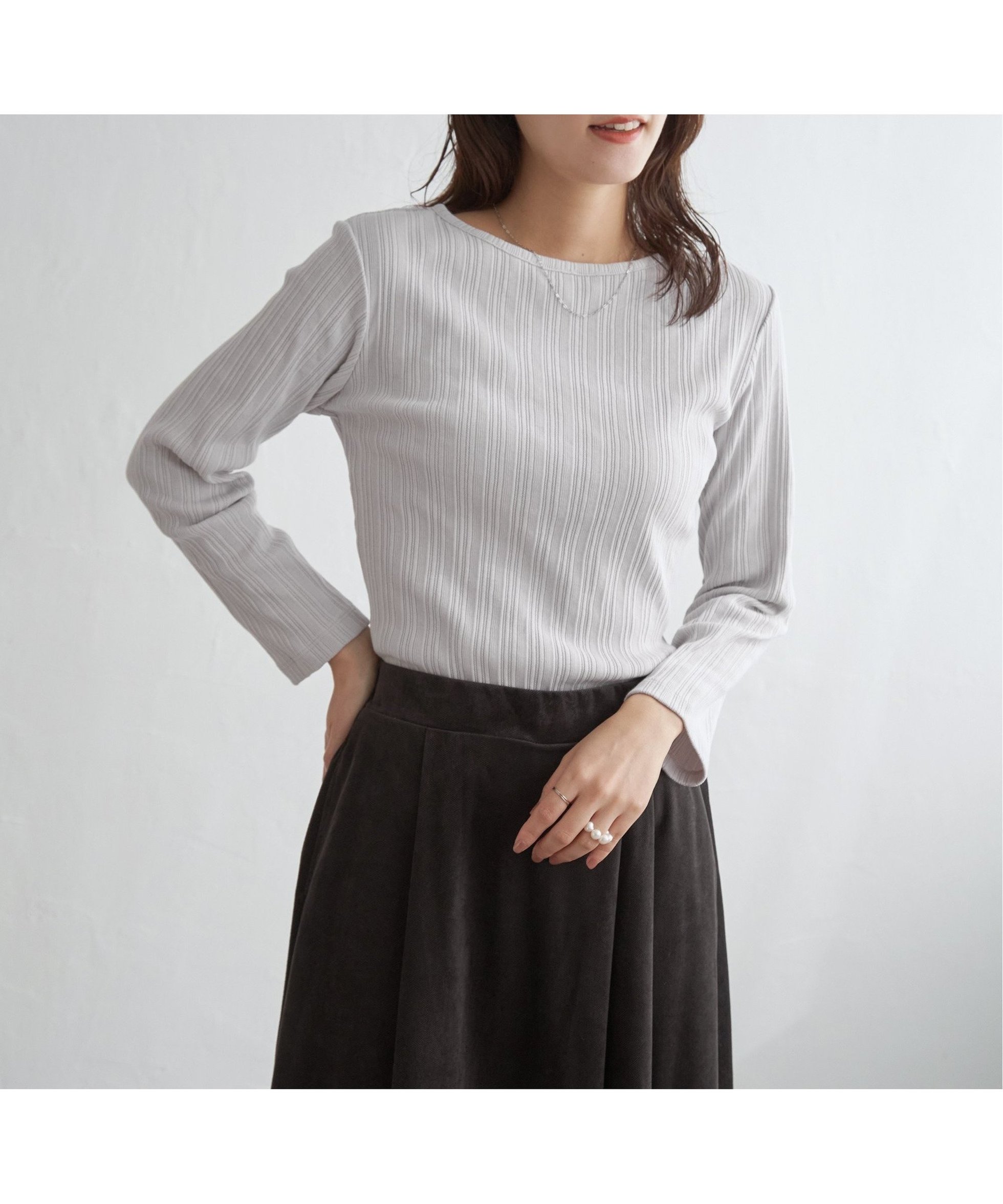 【イッカ/ikka】のストライプジャガードプルオーバー インテリア・キッズ・メンズ・レディースファッション・服の通販 founy(ファニー) 　ファッション　Fashion　レディースファッション　Fashion for Women　トップス・カットソー　Cut & Sew Tops　カジュアルプルオーバー・ニットトップス　Pullovers & Knit Tops / Casual Pullovers　おすすめ　Recommended / Our Picks　カーディガン　Cardigan, Knitwear　ストライプ　Stripe, Striped Pattern　ライトグレー|ID: prp329100004801993 ipo3291000000034839849