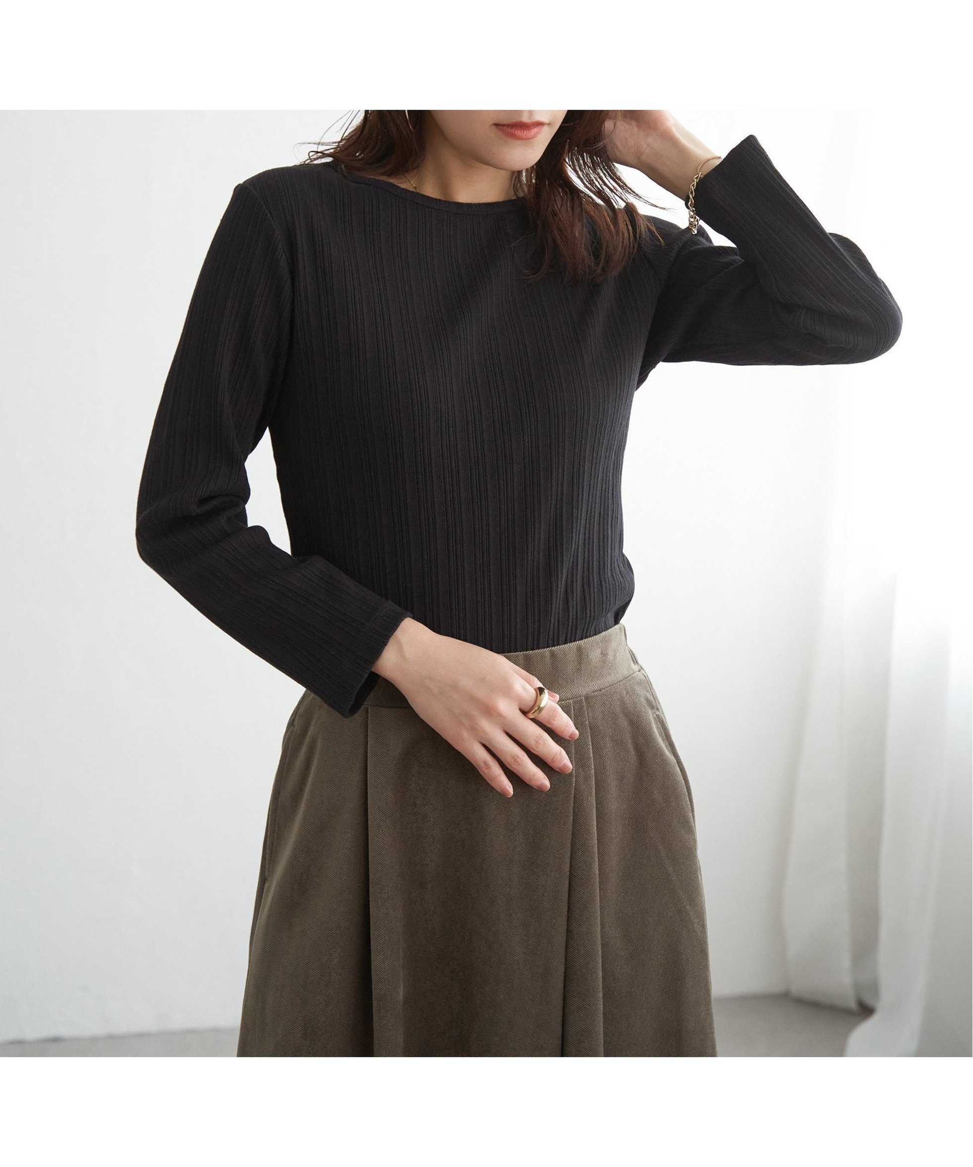 【イッカ/ikka】のストライプジャガードプルオーバー インテリア・キッズ・メンズ・レディースファッション・服の通販 founy(ファニー) 　ファッション　Fashion　レディースファッション　Fashion for Women　トップス・カットソー　Cut & Sew Tops　カジュアルプルオーバー・ニットトップス　Pullovers & Knit Tops / Casual Pullovers　おすすめ　Recommended / Our Picks　カーディガン　Cardigan, Knitwear　ストライプ　Stripe, Striped Pattern　ブラック|ID: prp329100004801993 ipo3291000000034839852