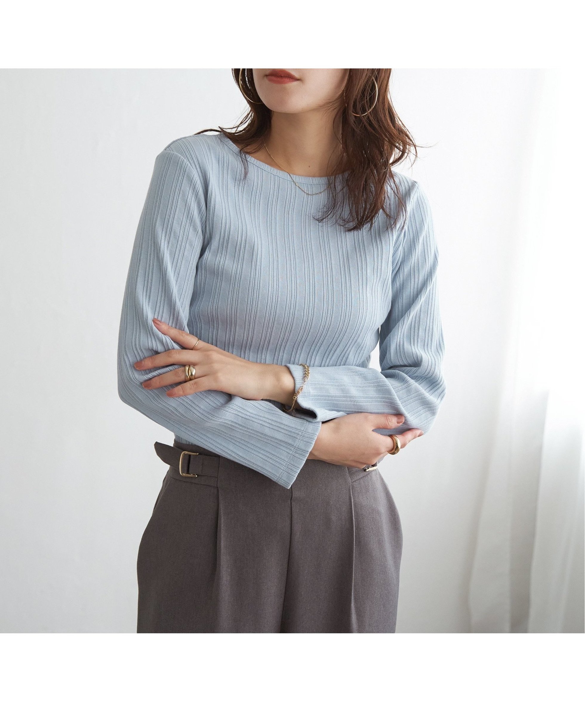 【イッカ/ikka】のストライプジャガードプルオーバー インテリア・キッズ・メンズ・レディースファッション・服の通販 founy(ファニー) 　ファッション　Fashion　レディースファッション　Fashion for Women　トップス・カットソー　Cut & Sew Tops　カジュアルプルオーバー・ニットトップス　Pullovers & Knit Tops / Casual Pullovers　おすすめ　Recommended / Our Picks　カーディガン　Cardigan, Knitwear　ストライプ　Stripe, Striped Pattern　サックスブルー|ID: prp329100004801993 ipo3291000000034839853