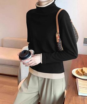 【ミニミニストア/miniministore】のハイネックトップス レイヤード風 長袖T 人気、トレンドファッション・服の通販 founy(ファニー) ファッション Fashion レディースファッション Fashion for Women トップス・カットソー Cut & Sew Tops シンプル Simple, Minimal 長袖 Long Sleeve, Full Sleeve ハイネック High Neck, Mock Neck 防寒 Cold Protection, Winter-Ready ワイド Wide, Wide Fit A/W・秋冬 Autumn/Winter |ID:prp329100004802003