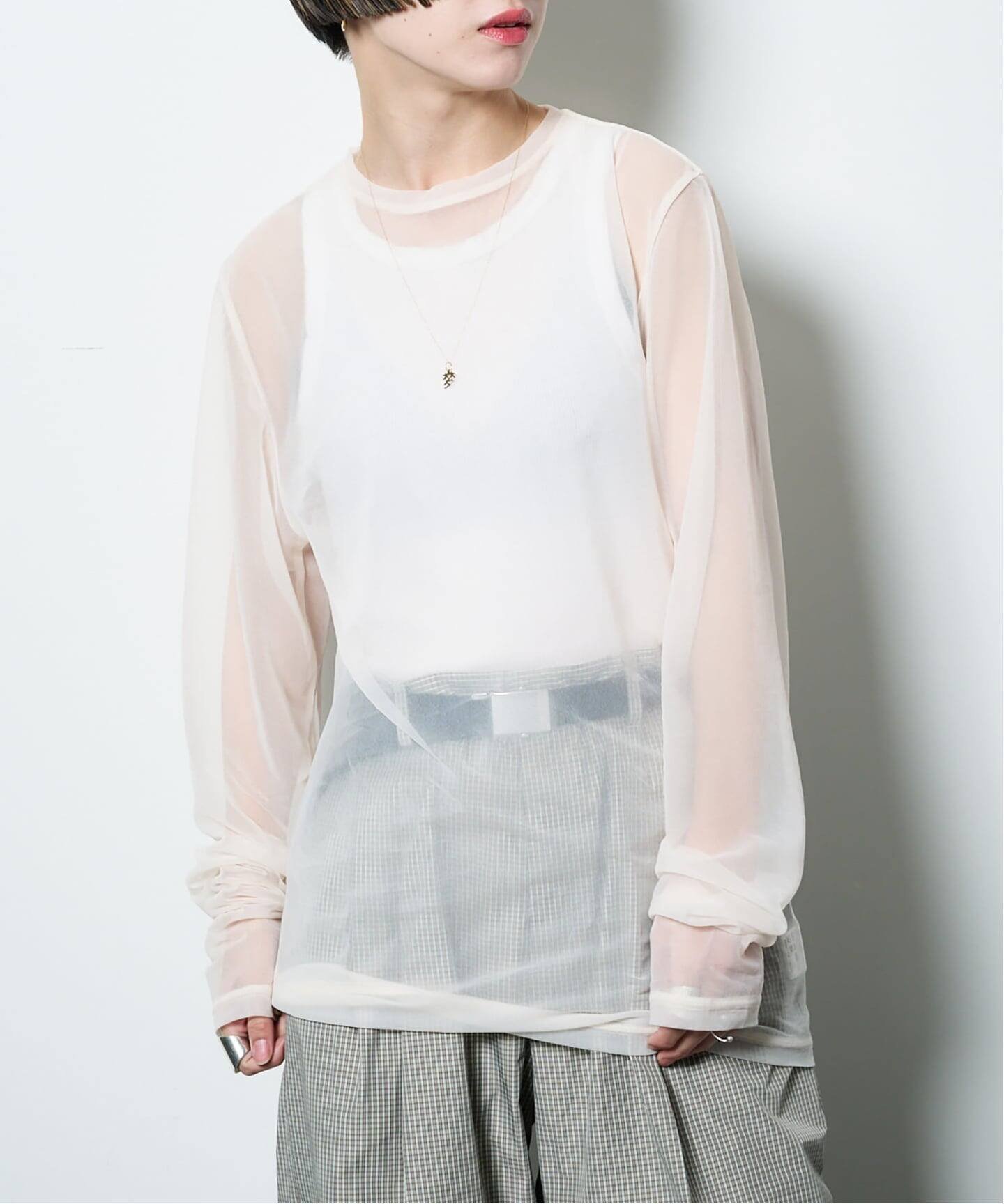 【シティーショップ/CITYSHOP】のSHEER LONG SLEEVE カットソー インテリア・キッズ・メンズ・レディースファッション・服の通販 founy(ファニー) 　ファッション　Fashion　レディースファッション　Fashion for Women　トップス・カットソー　Cut & Sew Tops　カットソー・ベーシックTシャツ　Cut-and-Sewn Tops / Stretch Tees & Basics　2026年　2026　インナー　Innerwear　カットソー　Cut and Sewn Top　キャミソール　Camisole, Spaghetti Strap Top　シアー　Sheer, See-Through　スウェット / スエット　Sweatshirt, Sweatwear　夏　Summer　春　Spring　ホワイト A|ID: prp329100004802028 ipo3291000000034840122