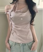 【チェルカ/CERCA】のNia/Nia(ニア)/ドット柄 半袖 ワンショルダーリボントップス ピンク|ID: prp329100004802060 ipo3291000000034840283