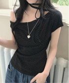 【チェルカ/CERCA】のNia/Nia(ニア)/ドット柄 半袖 ワンショルダーリボントップス ブラック|ID: prp329100004802060 ipo3291000000034840284