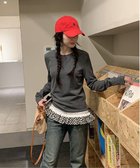 【チェルカ/CERCA】のNia/Nia(ニア)/裾フリル チェックレイヤード風長袖トップス グレー|ID: prp329100004802063 ipo3291000000034840302