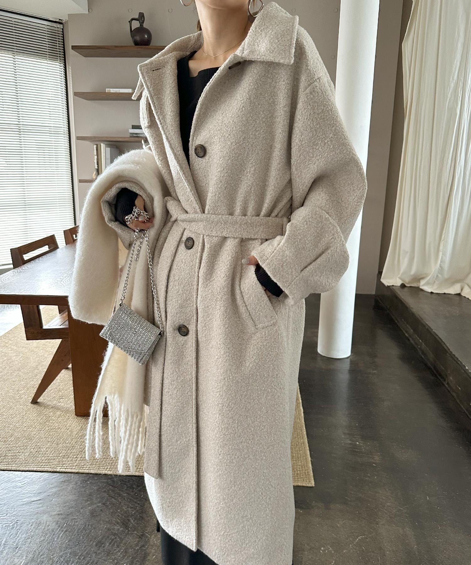 【アンドミー/andme】のフェイクリングウール ロングコート インテリア・キッズ・メンズ・レディースファッション・服の通販 founy(ファニー) ファッション Fashion レディースファッション Fashion for Women アウター Coat / Outerwear Collection コート・ロングコート・ピーコート Long Coats, Peacoats & More ショルダー Shoulder, Shoulder Strap スタンド Stand Collar, Upright Stand ドロップ Drop Shoulder, Dropped Style フォルム Silhouette, Form ポケット Pocket, Pocket Detail 防寒 Cold Protection, Winter-Ready ミックス Mix, Mixed Style ロング Long, Long-Length おすすめ Recommended / Our Picks アイボリー|ID: prp329100004802214 ipo3291000000034841274