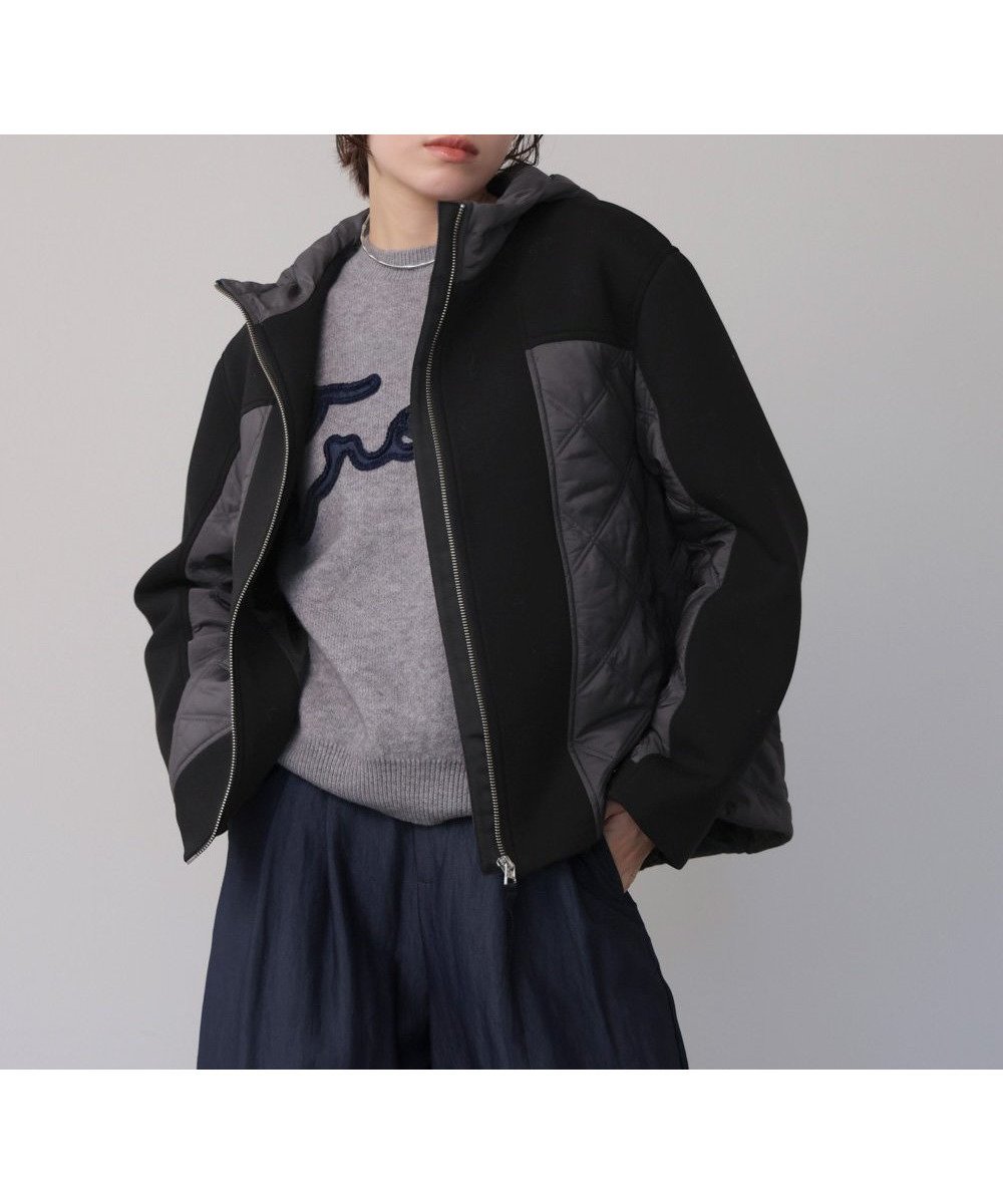 【バブ ブージュルード/Bab Bou Jeloud】のドッキングフーディブルゾン インテリア・キッズ・メンズ・レディースファッション・服の通販 founy(ファニー) ファッション Fashion レディースファッション Fashion for Women アウター Coat / Outerwear Collection ブルゾンジャケット・スポーティアウター Blouson Jackets キルティング Quilted, Quilting エレガント 上品 Elegant 再入荷 Restock / Back in Stock 冬 Winter / This Winter 切替 Switching, Contrast Panel BLACK|ID: prp329100004802252 ipo3291000000034841529