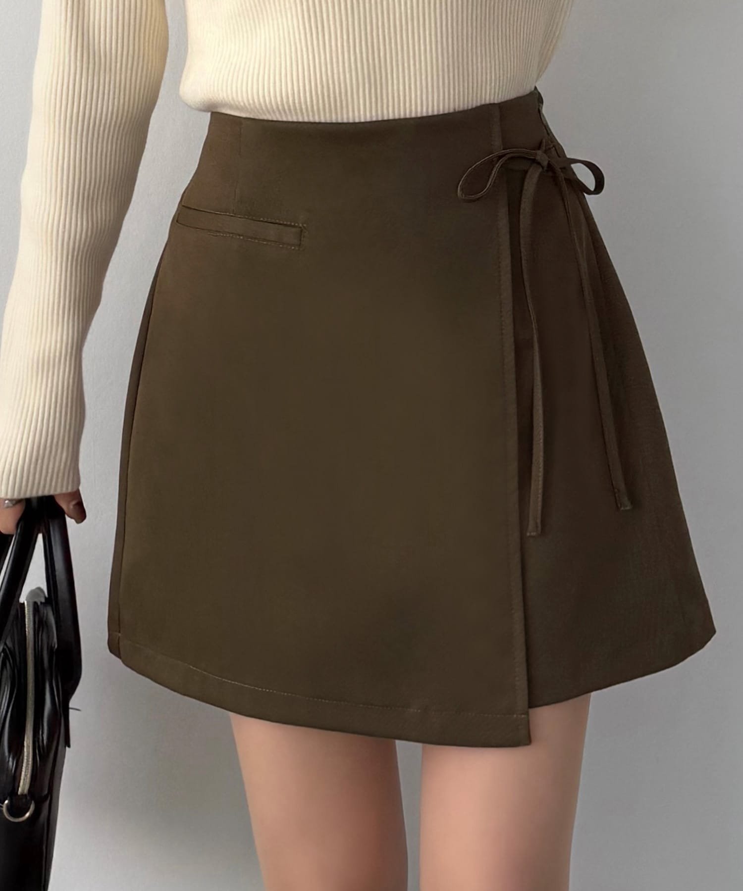 【ジュノア/JUNOAH】のcallautia ラップ風リボンミニスカート(インパン付き) インテリア・キッズ・メンズ・レディースファッション・服の通販 founy(ファニー) ファッション Fashion レディースファッション Fashion for Women スカート Skirts ミニスカート Mini Skirts ミニスカート Mini Skirt, Short Skirt ラップ Wrap, Wrap Design リボン Ribbon, Bow ブラウン|ID: prp329100004802360 ipo3291000000034842319