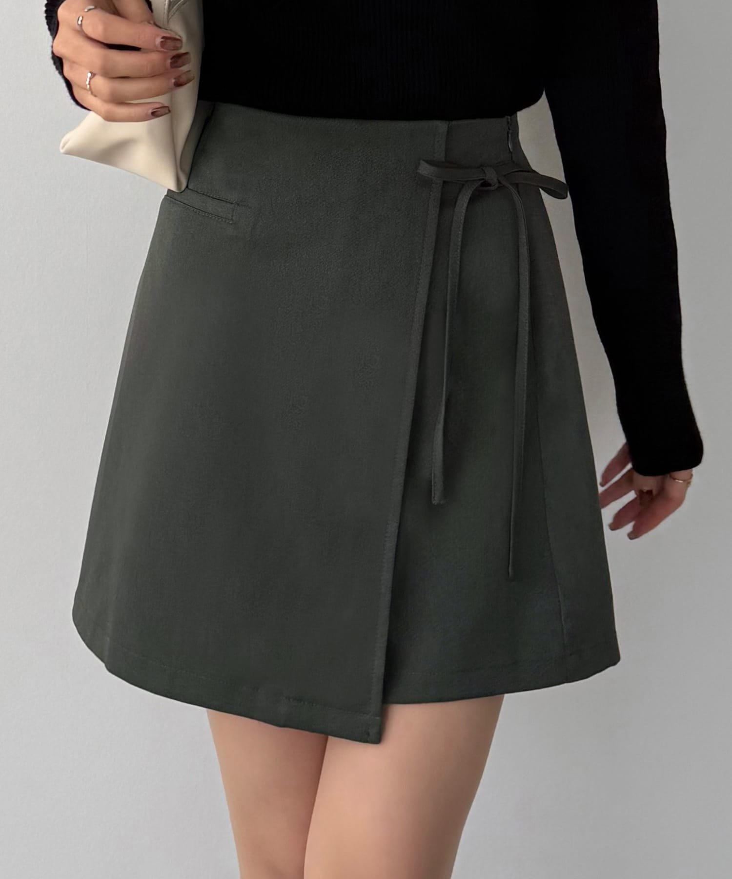 【ジュノア/JUNOAH】のcallautia ラップ風リボンミニスカート(インパン付き) インテリア・キッズ・メンズ・レディースファッション・服の通販 founy(ファニー) ファッション Fashion レディースファッション Fashion for Women スカート Skirts ミニスカート Mini Skirts ミニスカート Mini Skirt, Short Skirt ラップ Wrap, Wrap Design リボン Ribbon, Bow チャコール|ID: prp329100004802360 ipo3291000000034842321