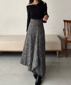 【ジュノア/JUNOAH】のハイウエストツイードフリンジフレアスカート ブラック|ID: prp329100004802386 ipo3291000000034947840