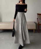 【ジュノア/JUNOAH】のハイウエストツイードフリンジフレアスカート ライトグレー|ID: prp329100004802386 ipo3291000000034947841