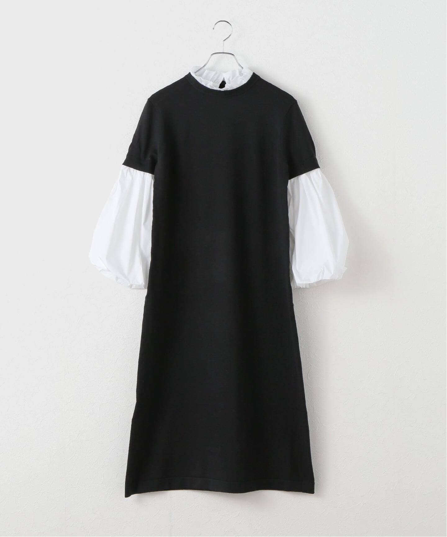 【イエナ/IENA】のMARILYN MOON/マリリンムーン 14G WOOL 2WAY SLEEVE OP ワンピース 4254-113 インテリア・キッズ・メンズ・レディースファッション・服の通販 founy(ファニー) ファッション Fashion レディースファッション Fashion for Women ワンピース Dresses クラシカル Classical, Vintage-Inspired スリーブ Sleeve, Long Sleeve / Short Sleeve バルーン Balloon, Balloon Silhouette フェミニン Feminine, Girly フリル Frill, Ruffle ブラック|ID: prp329100004802405 ipo3291000000034842674