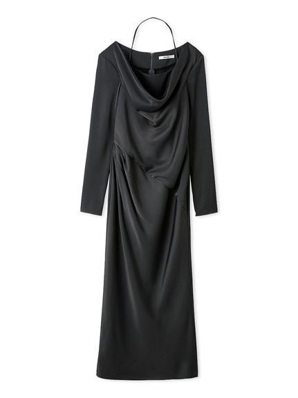 【スナイデル/SNIDEL】のドレープバックサテンロングワンピース インテリア・キッズ・メンズ・レディースファッション・服の通販 founy(ファニー) 　ファッション　Fashion　レディースファッション　Fashion for Women　ワンピース　Dresses　インナー　Innerwear　キャミソール　Camisole, Spaghetti Strap Top　サテン　Satin, Glossy Fabric　シンプル　Simple, Minimal　ストレート　Straight, Straight Cut　スマート　Smart, Elegant　スリット　Slit, Slit Detail　デコルテ　Décolleté, Neckline　ドッキング　Docking, Mixed Material　ドレープ　Drape, Draping Fabric　おすすめ　Recommended / Our Picks　GRY[006]|ID: prp329100004802406 ipo3291000000034842677