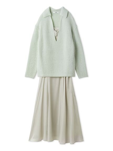 【スナイデル/SNIDEL】のキーネックニットセットキャミワンピース インテリア・キッズ・メンズ・レディースファッション・服の通販 founy(ファニー) 　ファッション　Fashion　レディースファッション　Fashion for Women　ワンピース　Dresses　キャミソールワンピース　Camisole Dresses　エレガント 上品　Elegant　キャミワンピース　Cami Dress, Slip Dress　今季　This Season, Current Season　サテン　Satin, Glossy Fabric　ストレート　Straight, Straight Cut　スマート　Smart, Elegant　ドレープ　Drape, Draping Fabric　フロント　Front, Front Design　ラップ　Wrap, Wrap Design　ルーズ　Loose, Oversized　おすすめ　Recommended / Our Picks　MNT[021]|ID: prp329100004802408 ipo3291000000034842686