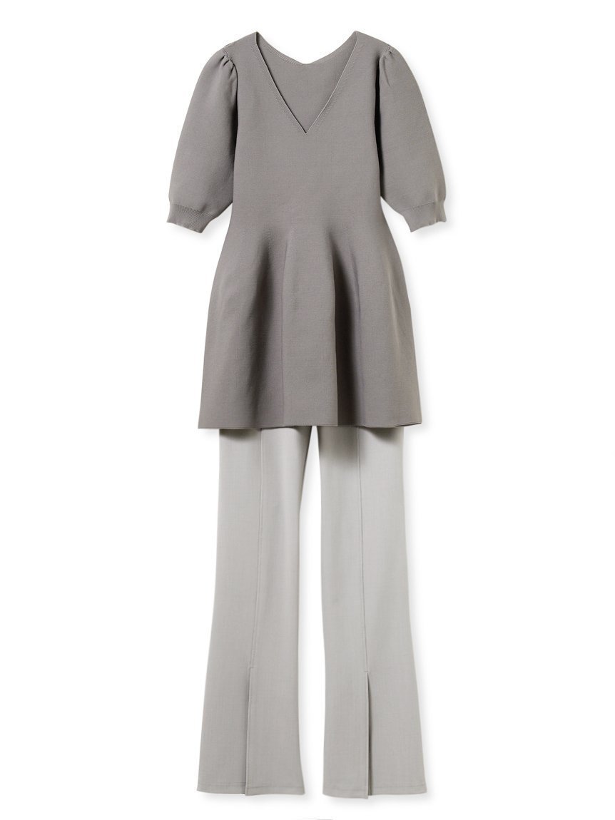 【フレイ アイディー/FRAY I.D】の【ONLINE限定】ペプラムニット フロントスリットストレッチパンツセットアップ/ウォッシャブル インテリア・キッズ・メンズ・レディースファッション・服の通販 founy(ファニー) 　ファッション　Fashion　レディースファッション　Fashion for Women　セットアップ　Matching Sets　レディースパンツ・ボトムス　Pants & Trousers / Bottoms　ウォッシャブル　Machine Washable　ストレッチ　Stretch, Stretchy Fabric　スマート　Smart, Elegant　スリット　Slit, Slit Detail　セットアップ　Set-Up, Coordinated Outfit　フォルム　Silhouette, Form　フロント　Front, Front Design　ペプラム　Peplum, Flared Hem　GRY[006]|ID: prp329100004802442 ipo3291000000034842863