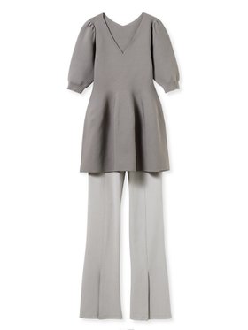 【フレイ アイディー/FRAY I.D】の【ONLINE限定】ペプラムニット フロントスリットストレッチパンツセットアップ/ウォッシャブル 人気、トレンドファッション・服の通販 founy(ファニー) ファッション Fashion レディースファッション Fashion for Women セットアップ Matching Sets レディースパンツ・ボトムス Pants & Trousers / Bottoms ウォッシャブル Machine Washable ストレッチ Stretch, Stretchy Fabric スマート Smart, Elegant スリット Slit, Slit Detail セットアップ Set-Up, Coordinated Outfit フォルム Silhouette, Form フロント Front, Front Design ペプラム Peplum, Flared Hem |ID:prp329100004802442