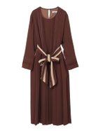 【ピンクハウス/PINK HOUSE】のサッシュベルト付きワンピース 人気、トレンドファッション・服の通販 founy(ファニー) ファッション Fashion レディースファッション Fashion for Women ワンピース Dresses ベルト&ウエストマーク Belts & Waist Accessories エレガント 上品 Elegant カフス Cuff Design サテン Satin, Glossy Fabric とろみ Fluid, Flowy Fabric プリーツ Pleats, Pleated ボーダー Border, Stripe ロング Long, Long-Length おすすめ Recommended / Our Picks thumbnail ブラウン|ID: prp329100004802480 ipo3291000000034843155
