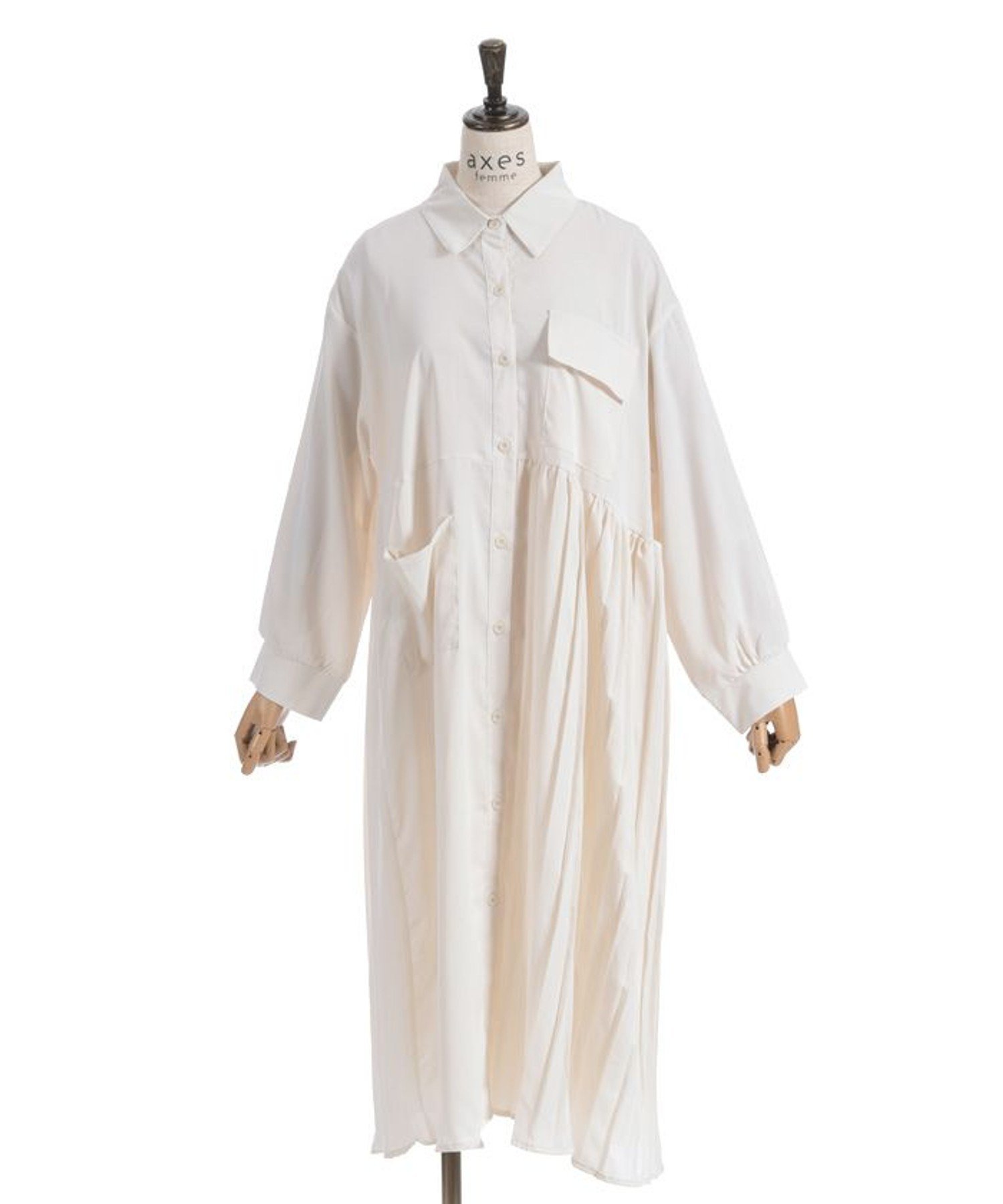 【アクシーズファム/axes femme】のポケット付プリーツシャツワンピース インテリア・キッズ・メンズ・レディースファッション・服の通販 founy(ファニー) ファッション Fashion レディースファッション Fashion for Women ワンピース Dresses シャツワンピース / 1枚で着映えコーデ Shirt Dresses おすすめ Recommended / Our Picks アクセサリー Fashion Accessories アシンメトリー Asymmetrical Style ショート Short, Short Length シンプル Simple, Minimal スタイリッシュ Stylish, Fashionable バランス Balance, Style Balance プリーツ Pleats, Pleated ポケット Pocket, Pocket Detail ロング Long, Long-Length 切替 Switching, Contrast Panel 厚底 Platform Shoes 白|ID: prp329100004802493 ipo3291000000034843233