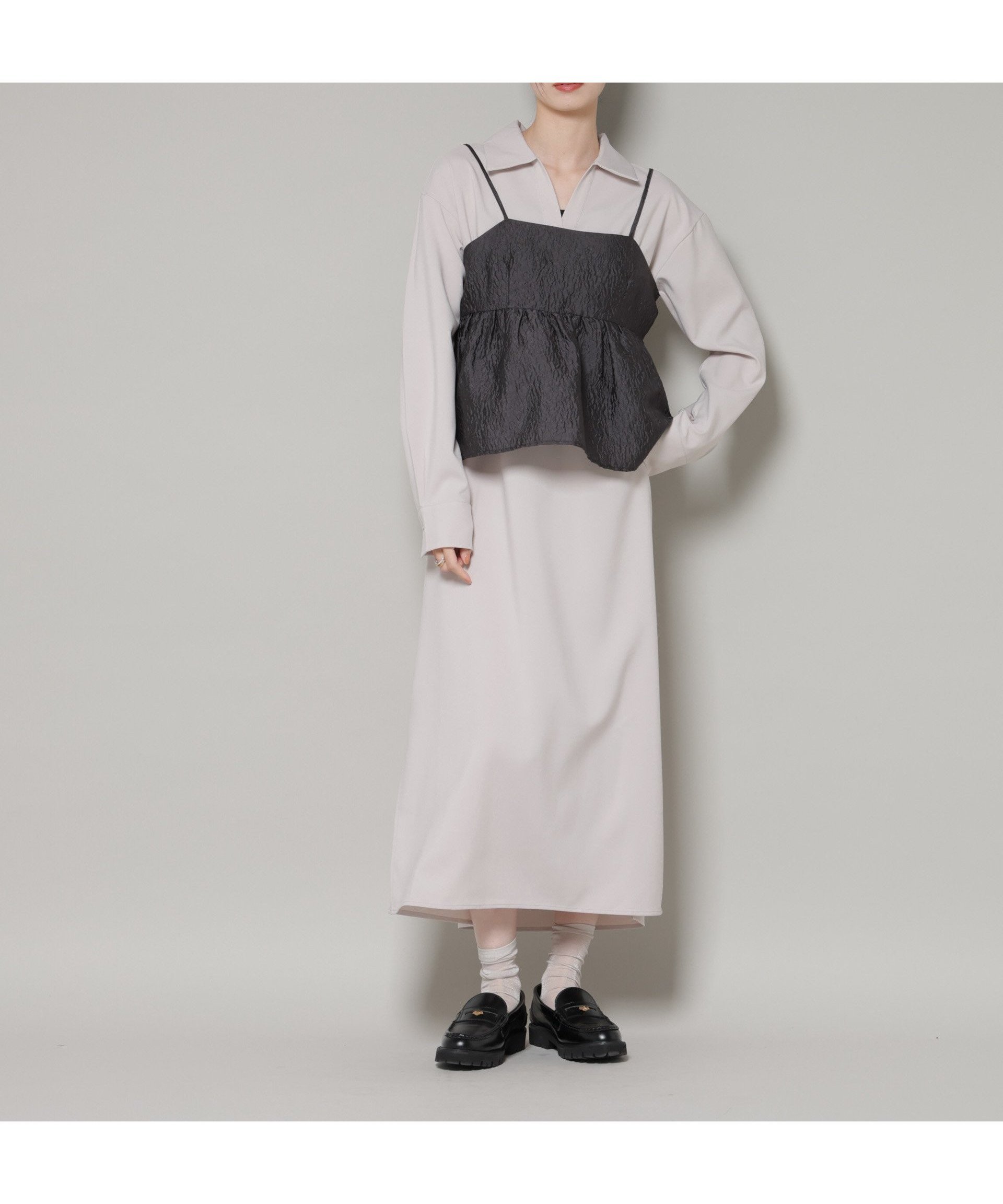 【ナノ ユニバース/nano universe】のキャミビスチェ×スキッパーワンピース アンサンブルセット インテリア・キッズ・メンズ・レディースファッション・服の通販 founy(ファニー) ファッション Fashion レディースファッション Fashion for Women ワンピース Dresses アンサンブル Ensemble Set シャーリング Shirring, Ruched シューズ Shoes, Footwear シンプル Simple, Minimal スキッパー Skipper, Open Collar セットアップ Set-Up, Coordinated Outfit ビスチェ Bustier, Corset Top ロング Long, Long-Length アウトレット Outlet / Clearance 2026年 2026 ベージュ|ID: prp329100004802530 ipo3291000000034843434