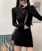 【ミニミニストア/miniministore】のロングTシャツ 重ね着フィットカットソー ブラック*綿素材|ID: prp329100004802683 ipo3291000000035139231