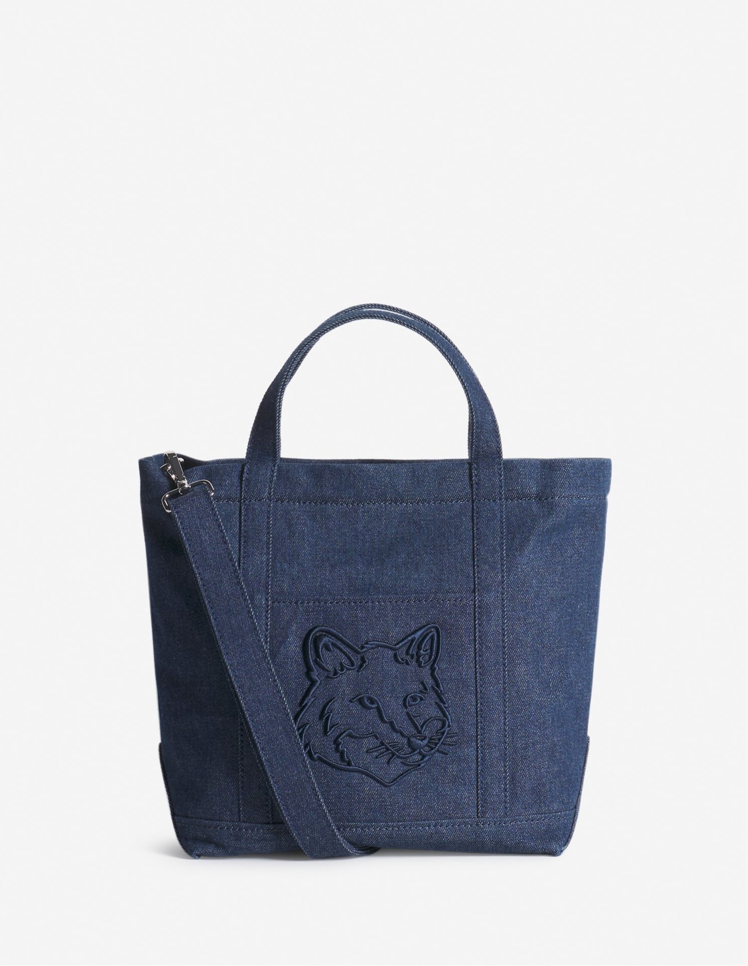 【メゾン キツネ/MAISON KITSUNE】のMaison Kitsune/FOX HEAD SMALL TOTE インテリア・キッズ・メンズ・レディースファッション・服の通販 founy(ファニー) ファッション Fashion レディースファッション Fashion for Women バッグ Bags デニム Denim, Jeans Material パッチ Patch, Appliqué フォックス Fox, Fox Fur フレンチ French, French Style フロント Front, Front Design ポケット Pocket, Pocket Detail ライニング Inner Lining, Inner Fabric, Lined ラップ Wrap, Wrap Design A/W・秋冬 Autumn/Winter 冬 Winter / This Winter エレガント 上品 Elegant INDIGO|ID: prp329100004802948 ipo3291000000034847091