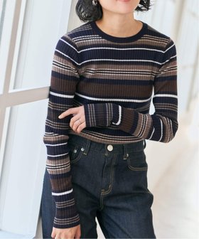 【スピック&スパン/Spick & Span】の《手洗い可》マルチボーダークルーネックニット 人気、トレンドファッション・服の通販 founy(ファニー) ファッション Fashion レディースファッション Fashion for Women トップス・カットソー Cut & Sew Tops ニット Knit Tops & Sweaters スマート Smart, Elegant トレンド Trend, Trending Now フィット Fit, Slim Fit ベーシック Basic, Essential ボーダー Border, Stripe ワイドリブ Wide Rib, Wide Ribbed Knit |ID:prp329100004802951