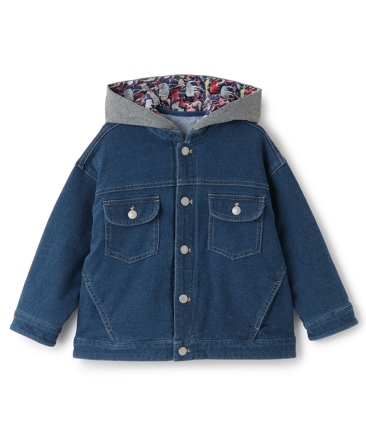 【ナルミヤ オンライン/NARUMIYA ONELINE / KIDS】の3WAYフード付ニットデニムジャケット インテリア・キッズ・メンズ・レディースファッション・服の通販 founy(ファニー) ファッション Fashion キッズファッション Fashion for Kids アウター Coat Outerwear /Kids ポケット Pocket, Pocket Detail ライナー Liner, Inner Layer 紺|ID: prp329100004803053 ipo3291000000034847705