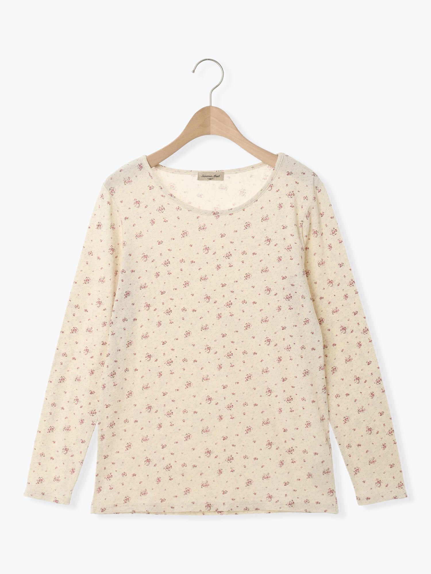 【サマンサモスモス/Samansa Mos2】の【吸湿発熱】ベア天花柄クルーネック インテリア・キッズ・メンズ・レディースファッション・服の通販 founy(ファニー) 　ファッション　Fashion　レディースファッション　Fashion for Women　おすすめ　Recommended / Our Picks　シンプル　Simple, Minimal　フィット　Fit, Slim Fit　ピンク|ID: prp329100004803079 ipo3291000000034847859